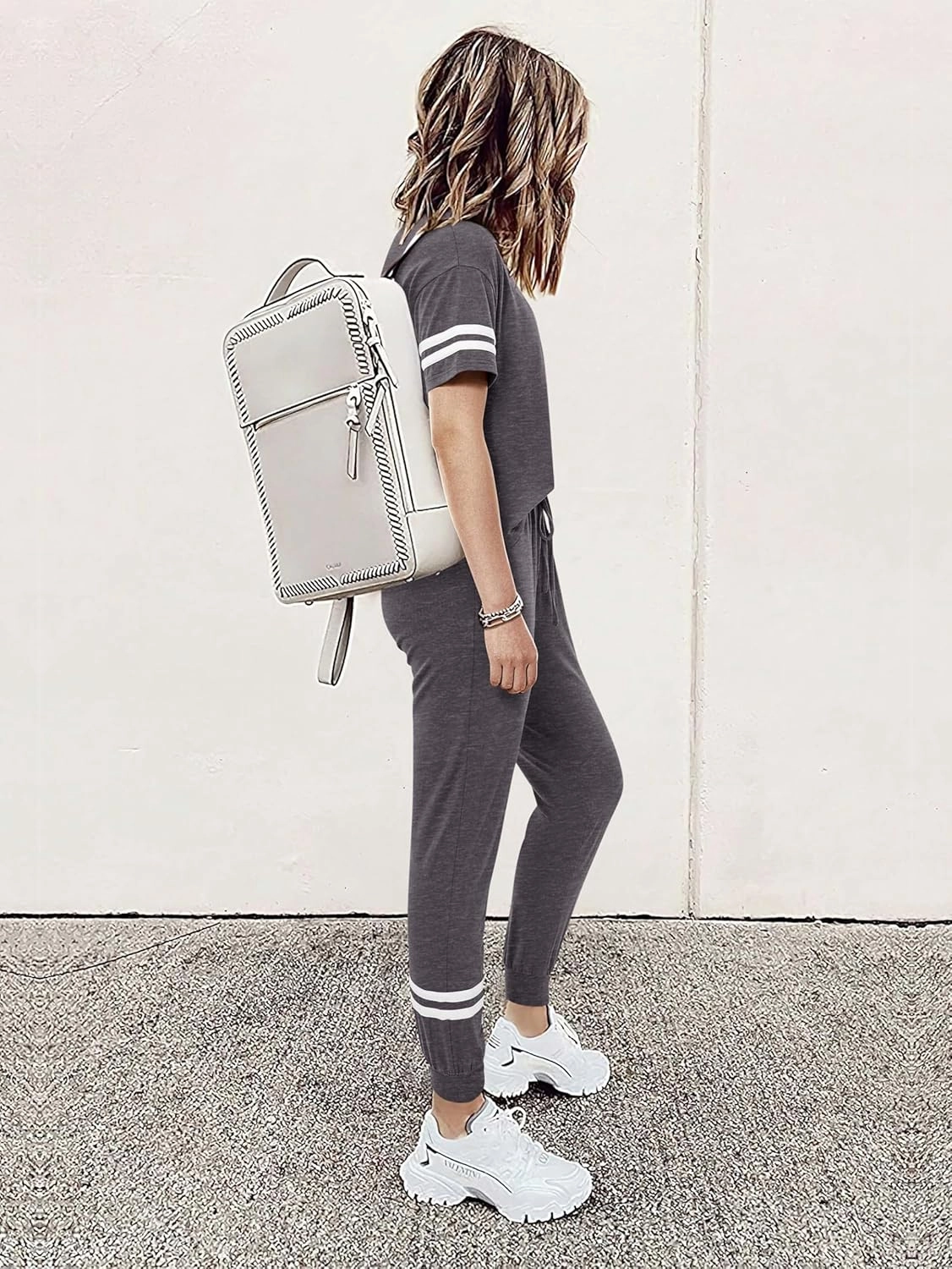 MASCOMODA 2 Piece Outfits for Women 2025 Summer Casual Quarter Zip Short Sleeve Tops Long Pants Tracksuit Jogger Lounge Sets