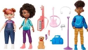 Mattel Karma's World Dolls & Accessories, 3-Pack Set Includes Karma, Winston & Switch Dolls, Plus Pet & Band Gear