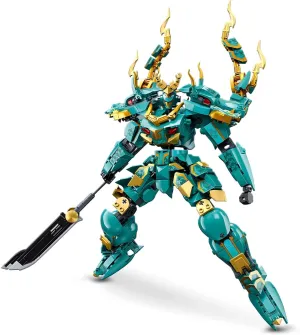 Mech Robot Building Blocks Set for Adults, Cool Green Dragon Warrior Model Kit with Long Spear Toy Playset, 704 pcs Collectible Mythical Ninja Gifts for Teens Boys Ages 12 