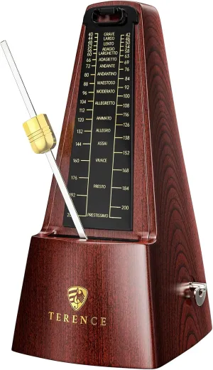 Mechanical Metronomes for Piano Guitar Drum Violin and Other Musical Instruments with Loud Sound and Accurate Beat Multiple Beat Modes for Beginners(Walnut Color)