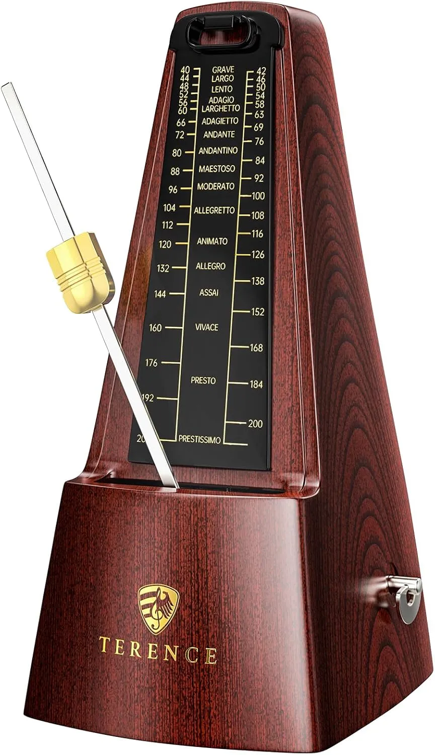 Mechanical Metronomes for Piano Guitar Drum Violin and Other Musical Instruments with Loud Sound and Accurate Beat Multiple Beat Modes for Beginners(Walnut Color)