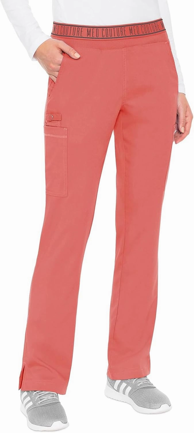 Med Couture Women's Yoga Pull-On Pant with 7 Pockets Ultra-Soft Rib-Knit Waistband and 2-Way Stretch Technology - MC7739