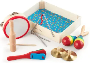 Melissa & Doug Band-in-a-Box Clap! Clang! Tap! - 10-Piece Musical Instrument Set - Kids Musical Instruments, Wooden Percussion Instruments For Toddlers And Kids Ages 3 