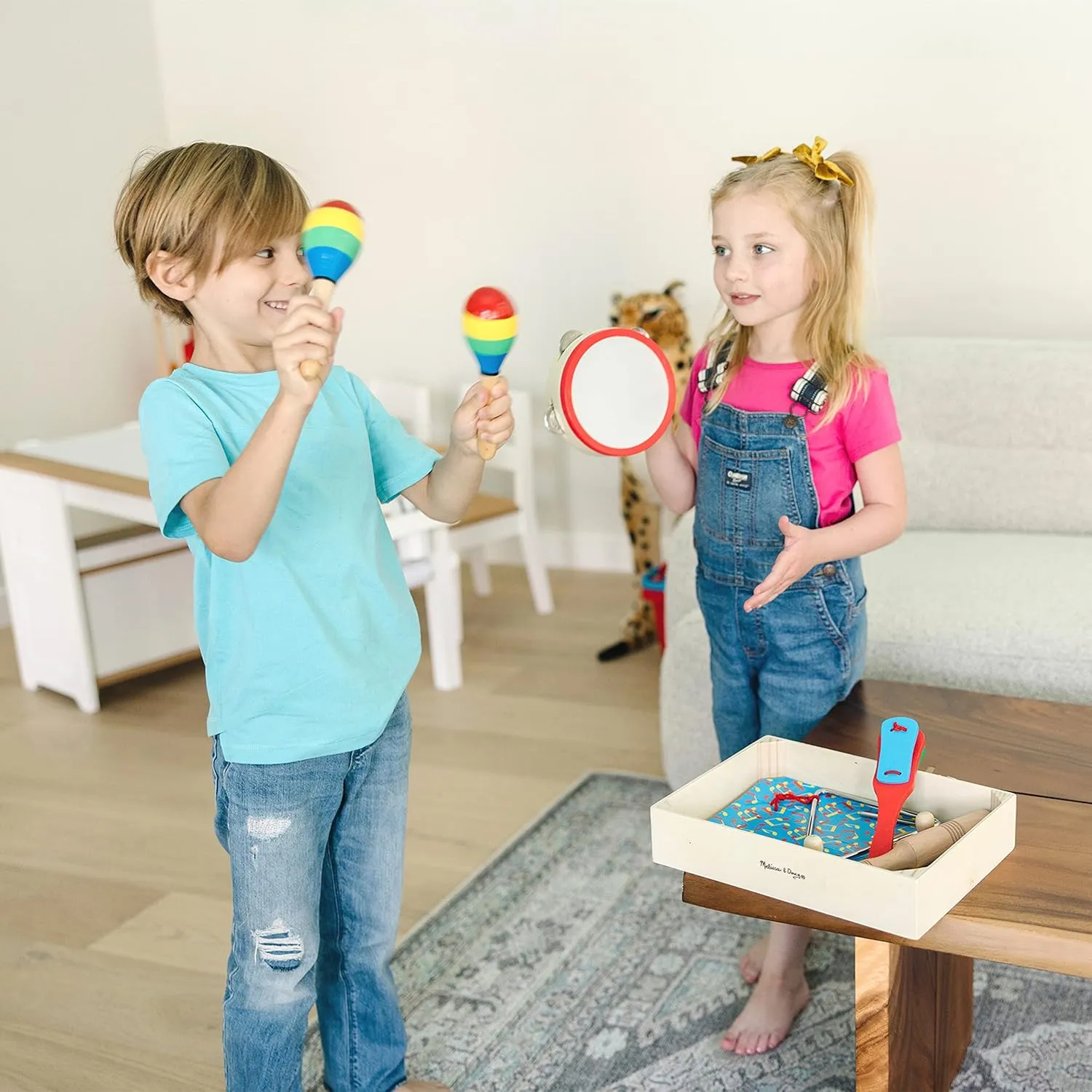 Melissa & Doug Band-in-a-Box Clap! Clang! Tap! - 10-Piece Musical Instrument Set - Kids Musical Instruments, Wooden Percussion Instruments For Toddlers And Kids Ages 3 