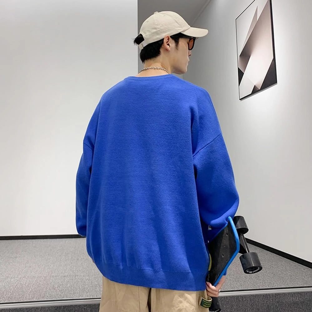 Men's Oversized Dog Sweaters Soft Cotton Long Sleeve Graphic Pullovers