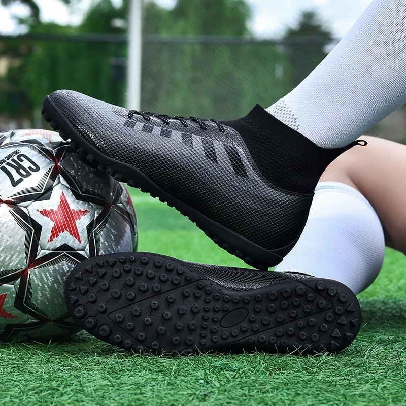 Men's Soccer Cleats Football Shoes High-Tops Non-Slip Spikes Indoor Outdoor Firm Ground Turf Sports Athletic Combat Boots Shoes Size 4.5-12