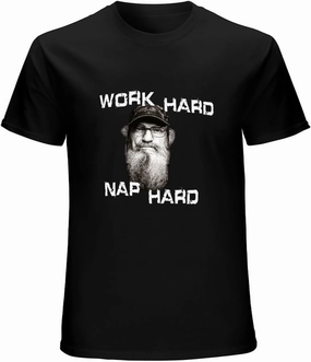 Men's Summer T-Shirt Duck Dynasty Si Work Hard Nap Hard Tops Tv Reality Robertsons Buck Commander Jagd Swag Black