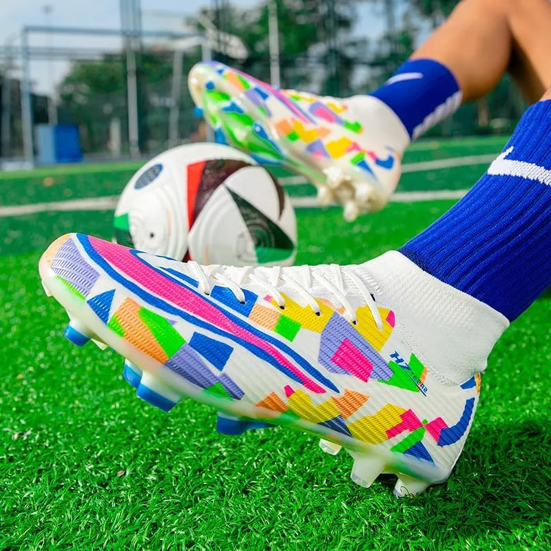 Men's Soccer Cleats Football Shoes High-Tops Non-Slip Spikes Indoor Outdoor Firm Ground Turf Sports Athletic Combat Boots Shoes Size 4.5-11