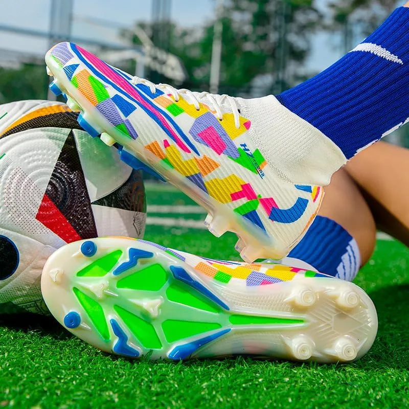 Men's Soccer Cleats Football Shoes High-Tops Non-Slip Spikes Indoor Outdoor Firm Ground Turf Sports Athletic Combat Boots Shoes Size 4.5-11