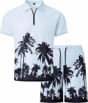 Mens Gym Sets 2 Piece Outfits Hawaiian Outfits For Men Workout Short Sleeve Zip Polo Sweatsuit For Men Mens Romper