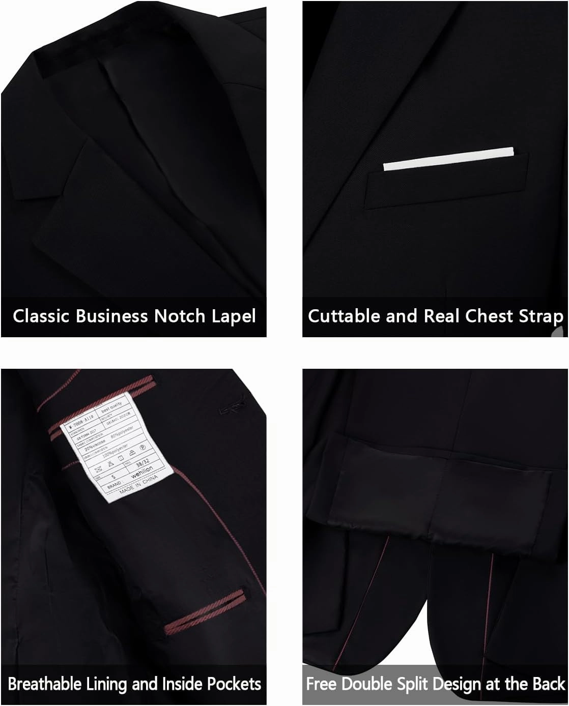 Mens Suits Slim Fit 2 Piece, Solid Blazer Pants Business Suit Set Prom Tuxedo Wedding Suit Jacket Pants Set