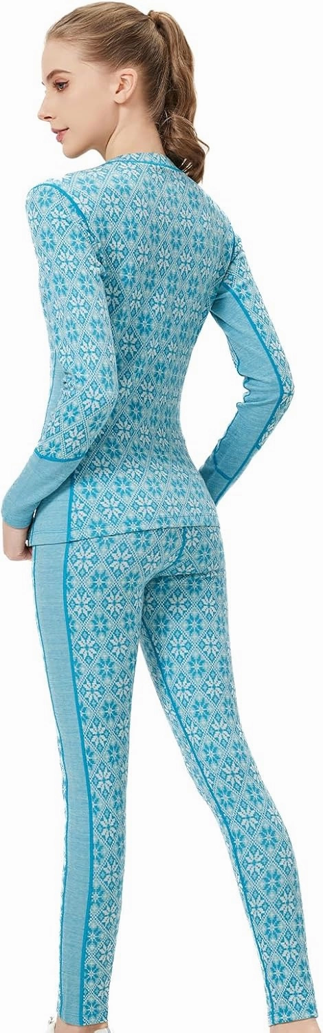 Merino Wool Base Layer Set for Women 100% Merino Wool Thermal Underwear Set