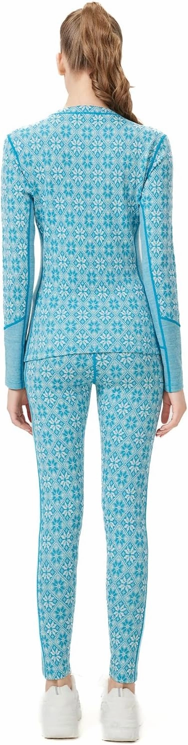 Merino Wool Base Layer Set for Women 100% Merino Wool Thermal Underwear Set