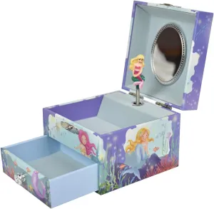 Mermaid Musical Jewelry Box with Spinning Mermaid Doll, Underwater Design, Plays Beautiful Dreamer, mermaid toys for girls 4-6. (With drawers)
