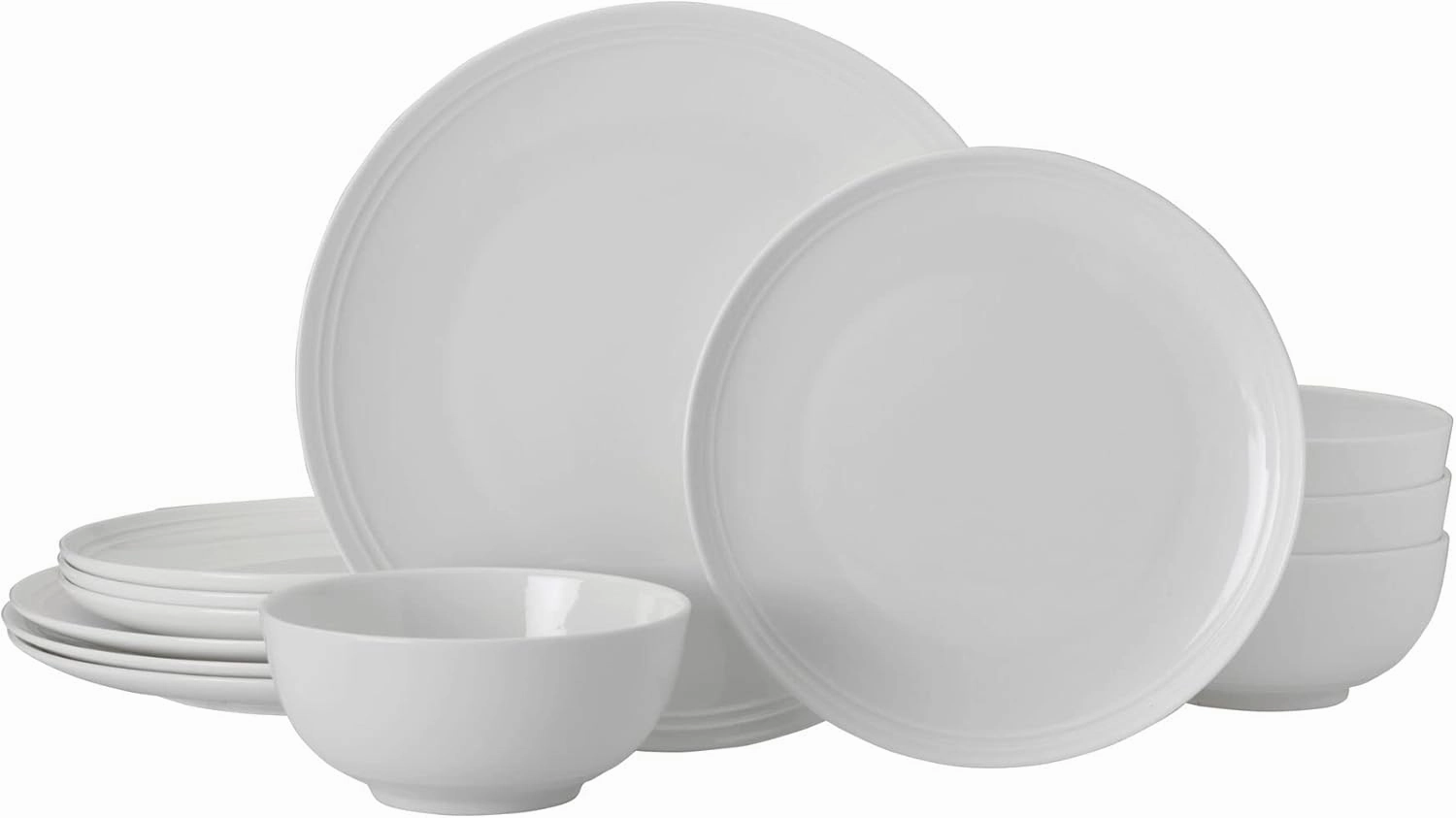 Mikasa Kyler Bone China Lightweight Chip Resistant 12 Piece Dinnerware Set, Service For 4,White