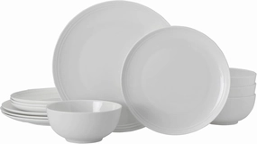 Mikasa Kyler Bone China Lightweight Chip Resistant 12 Piece Dinnerware Set, Service For 4,White