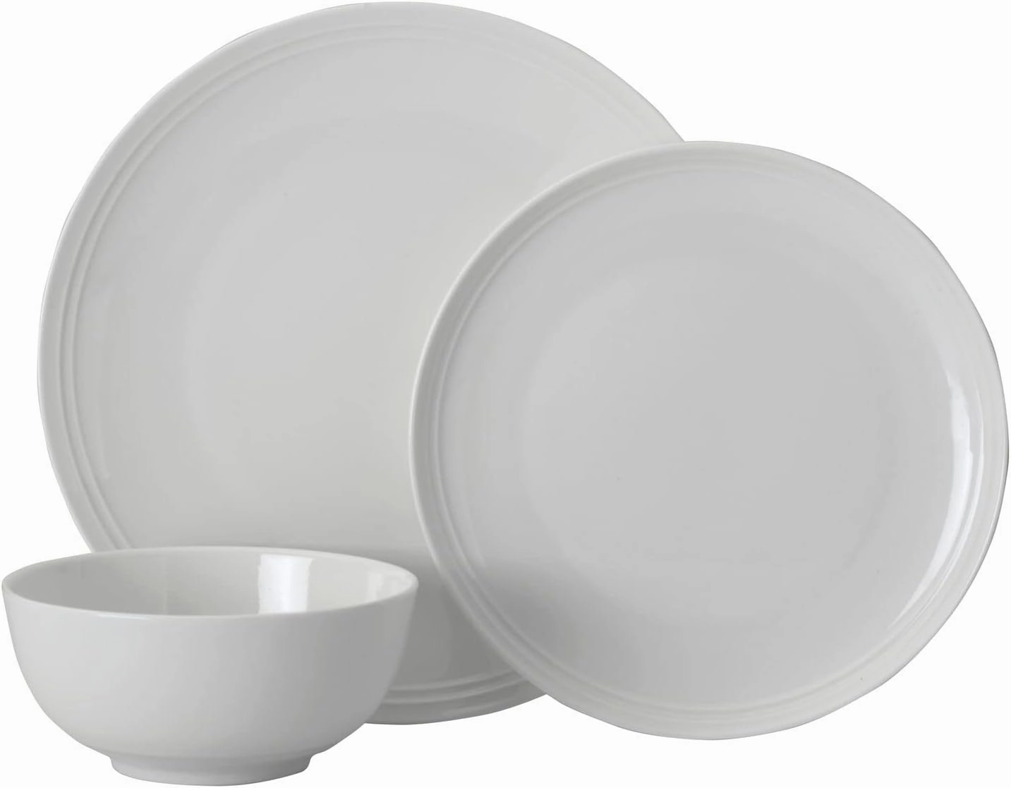 Mikasa Kyler Bone China Lightweight Chip Resistant 12 Piece Dinnerware Set, Service For 4,White