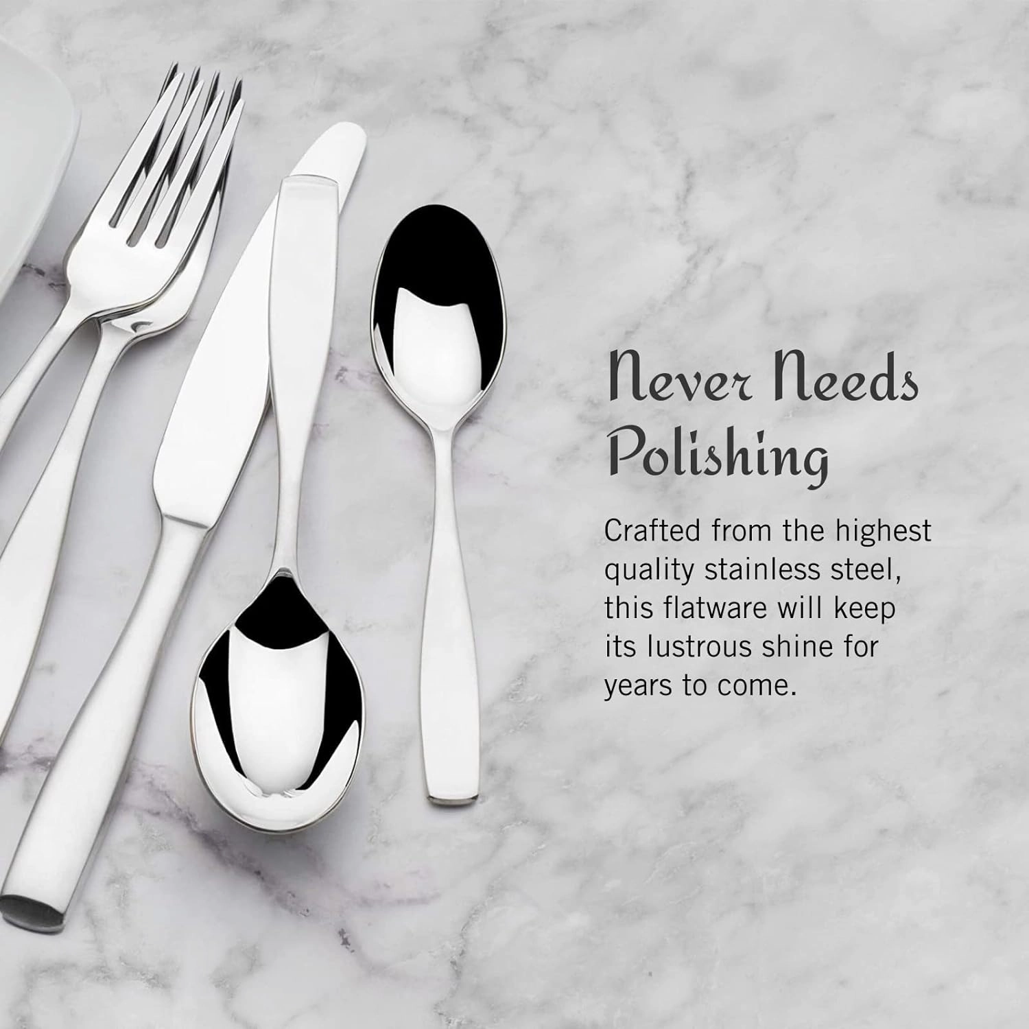 Mikasa, Satin Loft Flatware Service for 12, 65 Piece Set, 18/10 Stainless Steel, Silverware Set with Serving Utensils