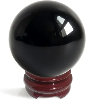 Mina Heal Black Obsidian Crystal Ball for Meditation, Divination, and Feng Shui – Obsidian Sphere for Energy Healing