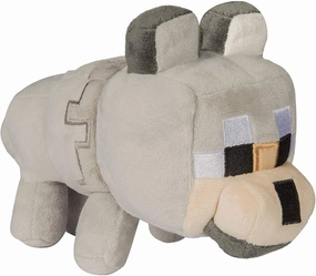 Minecraft 8138 Happy Explorer Untamed Wolf Plush Toy, Grey/Grey