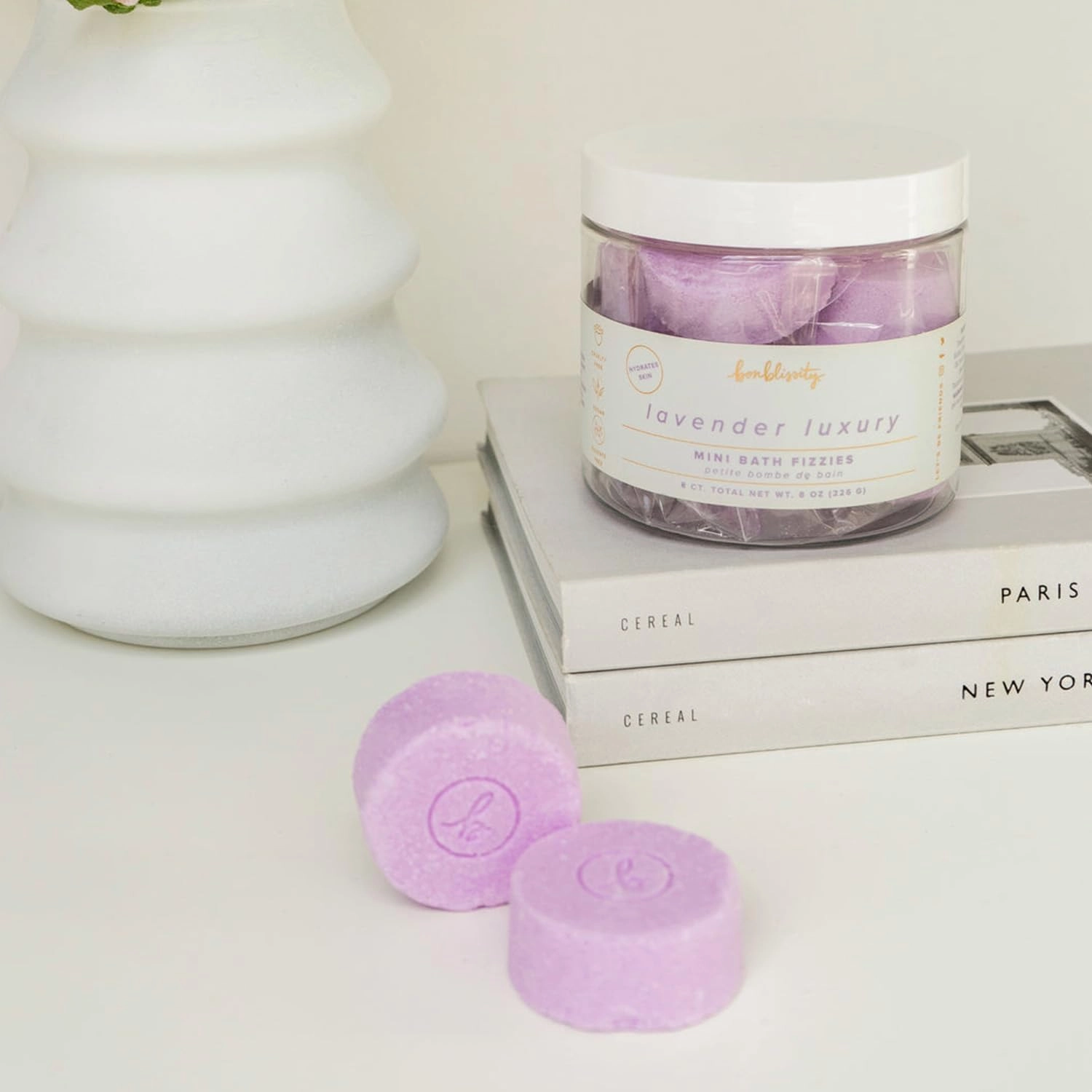 Mini Bath Bombs for Women, 8 pcs - Lavender Luxury Scented Fizzies, Multipurpose Moisturizing Bath Bomb, Shower Steamer, or Foot Soak, Home Aromatherapy with Hydrating Natural Oils