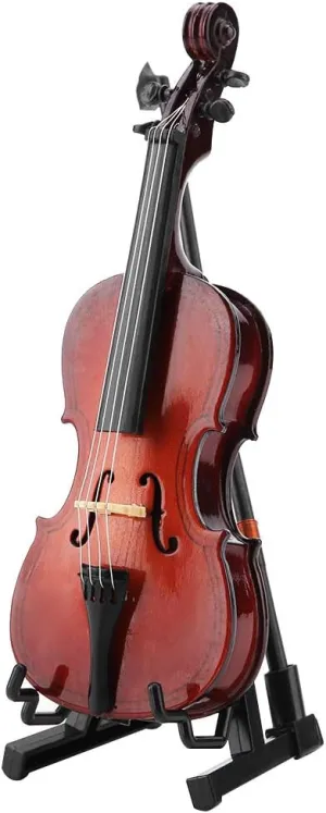 Miniature Cello Model, 5.5in Wooden Miniature Cello Replica With Case,1:12 Miniature Violin Model for Dollhouse for Music Lovers Craft Collector