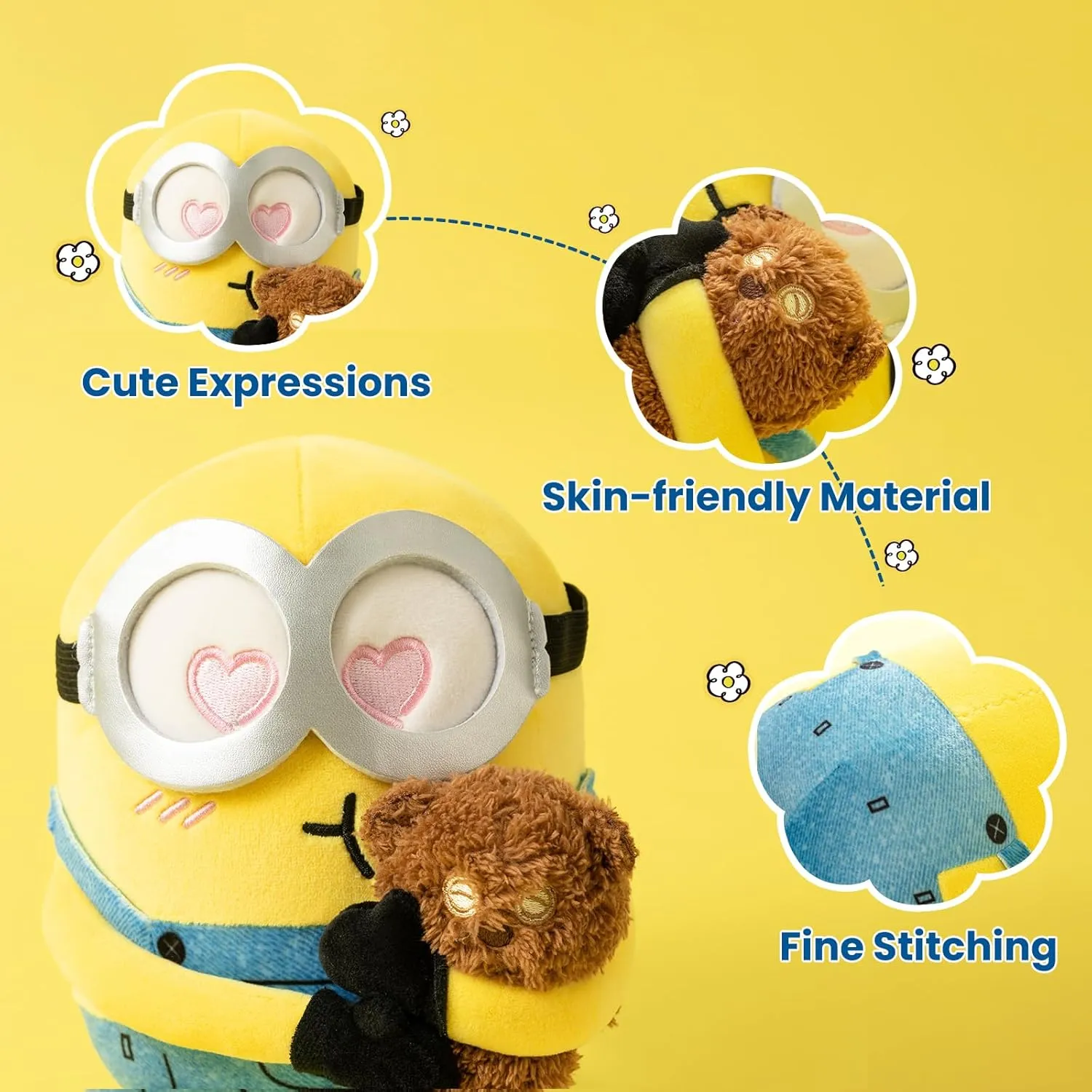 MINISO 8" Minions Stuffed Animals Plush Toys, Cute Sleeping Bedding Stuffed Animals Kawaii Plushies Pillow for Kids (Bob Tim)