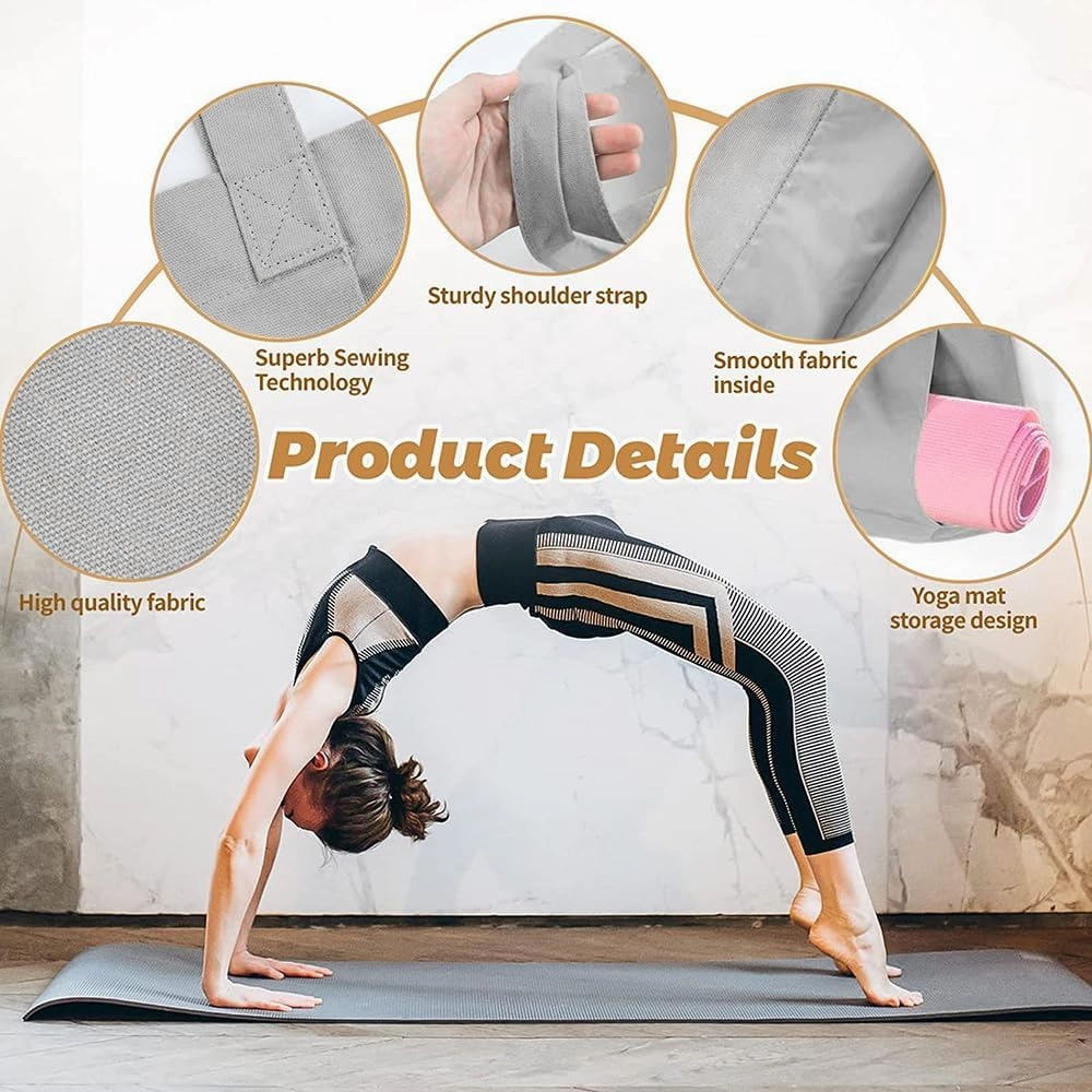 MiOYOOW Yoga Bag with Yoga Mat Holder, Portable Shoulder Gym Bag, Exercise Handbag for Gym, Yoga, Travel, Beach, Daily Use