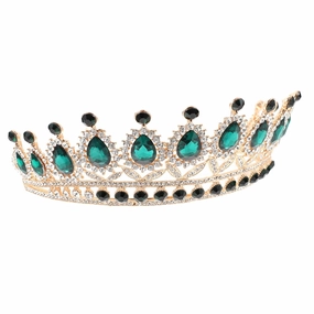 Miss Baroque green diamond decorate rhinestones Princess vintage Accessories handbag headgear big crown headband crown alloy crystal hair accessories dress plug-in bride cosplay