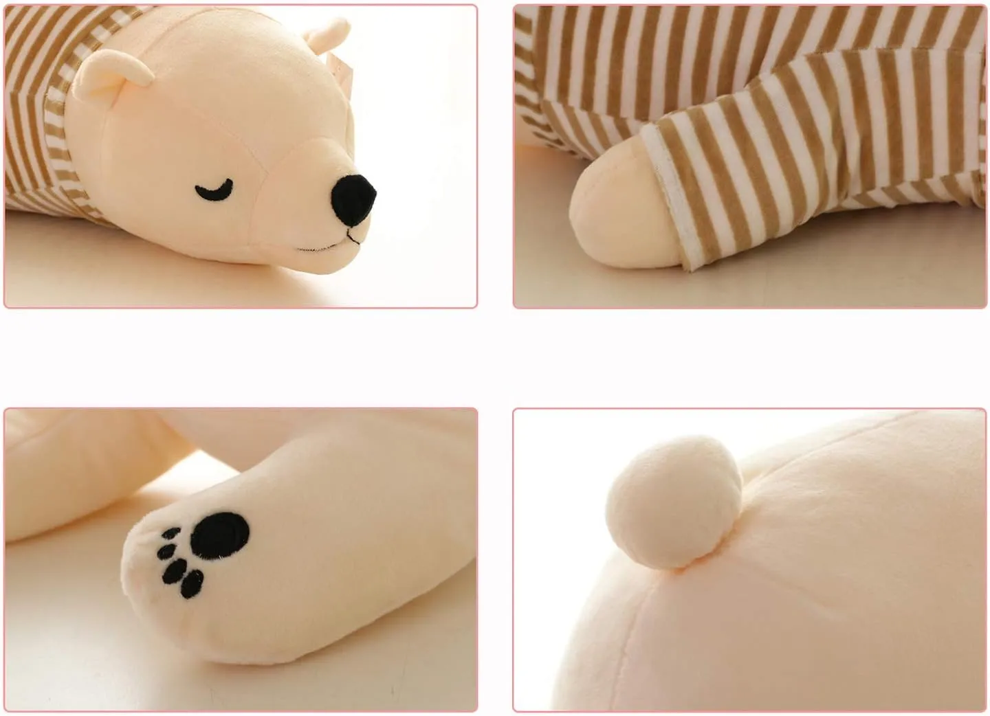 MMTTAO Stuffed Polar Bear Animal Plush Toy 20 Inch Large White Sleeping Bear Animal Stuff Soft Plushies Cute Dolls Collection Huggable Throw Pillow Cushion Gifts for Kids Children Boys Girls, 20Inches
