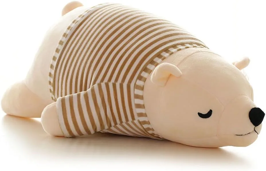 MMTTAO Stuffed Polar Bear Animal Plush Toy 20 Inch Large White Sleeping Bear Animal Stuff Soft Plushies Cute Dolls Collection Huggable Throw Pillow Cushion Gifts for Kids Children Boys Girls, 20Inches