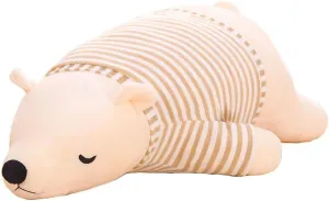 MMTTAO Stuffed Polar Bear Animal Plush Toy 20 Inch Large White Sleeping Bear Animal Stuff Soft Plushies Cute Dolls Collection Huggable Throw Pillow Cushion Gifts for Kids Children Boys Girls, 20Inches