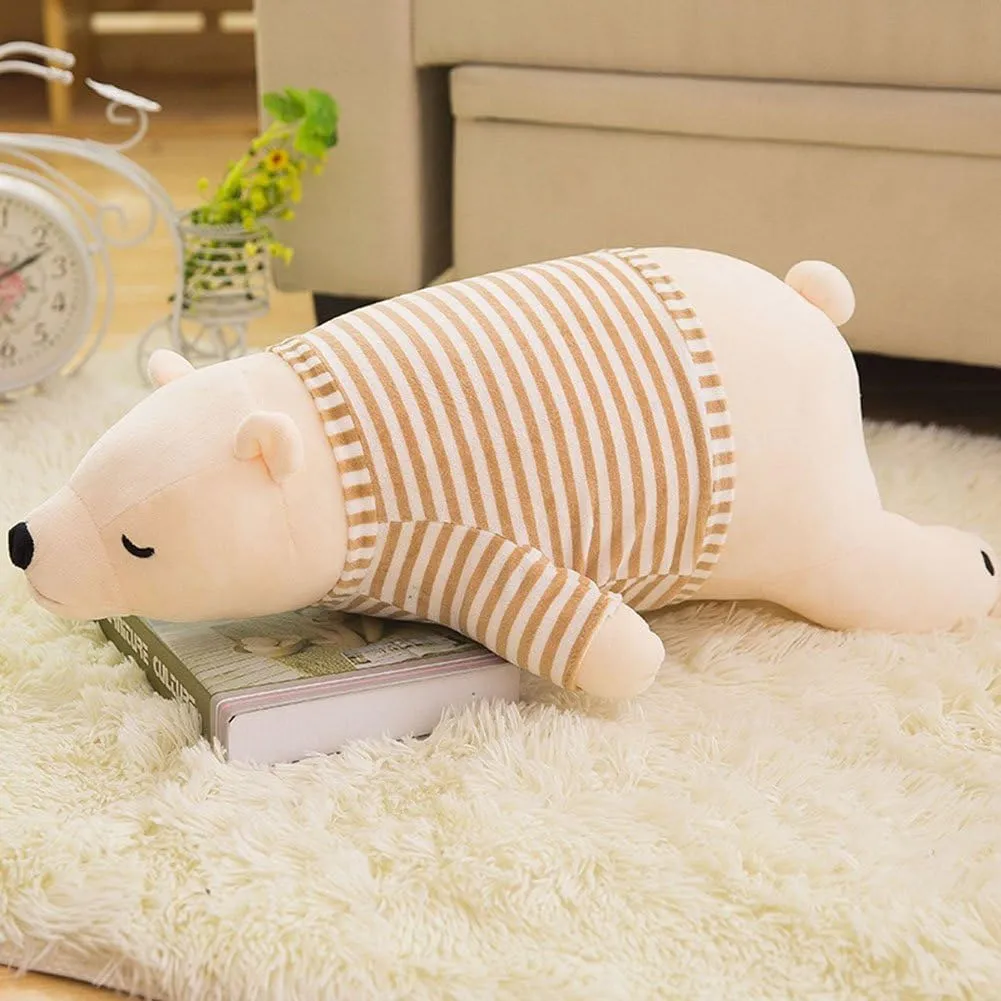 MMTTAO Stuffed Polar Bear Animal Plush Toy 20 Inch Large White Sleeping Bear Animal Stuff Soft Plushies Cute Dolls Collection Huggable Throw Pillow Cushion Gifts for Kids Children Boys Girls, 20Inches