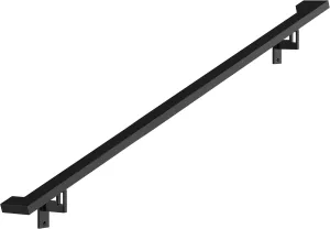 Modern Aluminum Handrail Complete DIY Kit – Matte Black with Adjustable Wall Mount Brackets Included (8' Length)