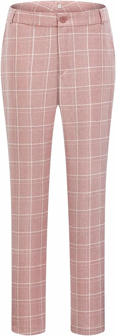MODFUL Women's 2 Piece Business Plaid Suit Set Office One Button Slim Fit Blazer with Pant