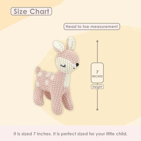 MON AMI Fiona The Deer Knitted Plush Toy – 6”, Plush Fawn Crochet Stuffed Animal for Newborn