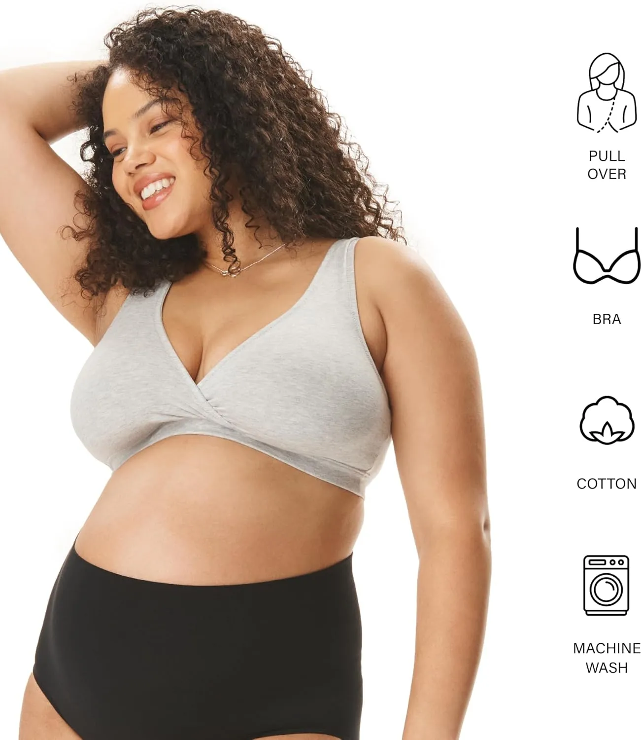 Motherhood Maternity Women's Soft Cotton Spandex Wrap Front Maternity & Nursing Sleep Bralette Bra S-3x