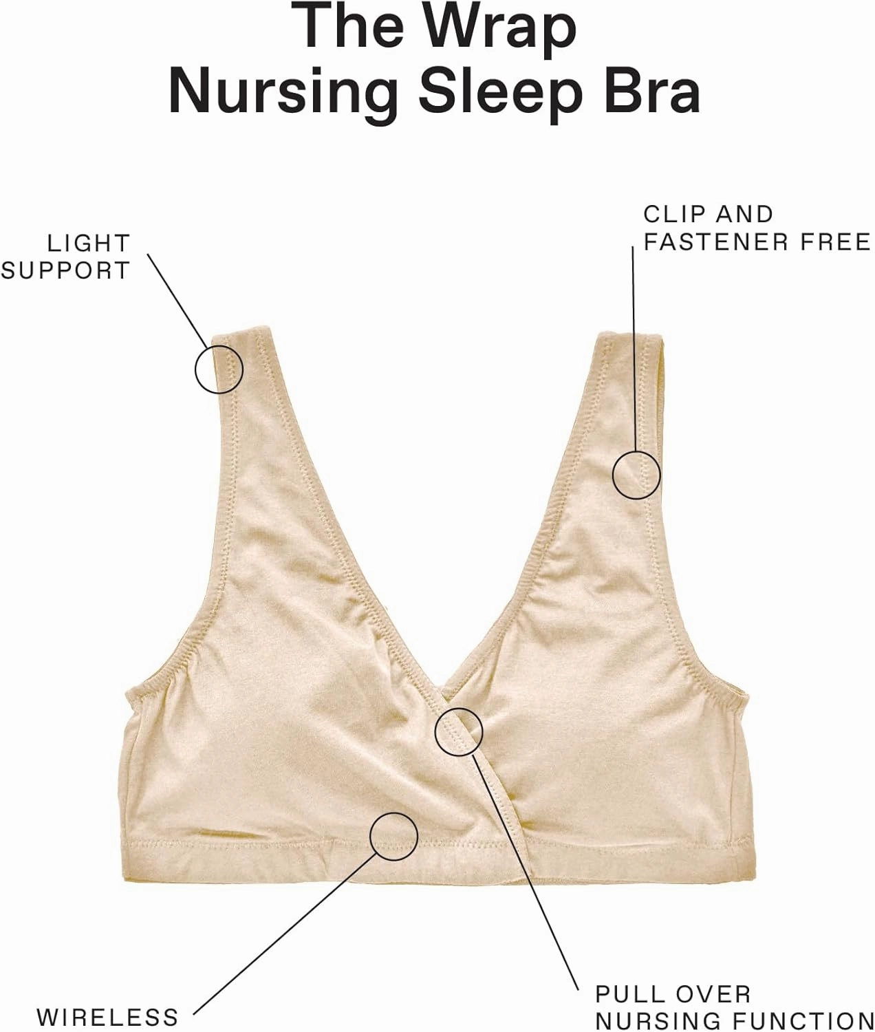 Motherhood Maternity Women's Soft Cotton Spandex Wrap Front Maternity & Nursing Sleep Bralette Bra S-3x
