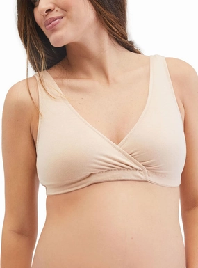 Motherhood Maternity Women's Soft Cotton Spandex Wrap Front Maternity & Nursing Sleep Bralette Bra S-3x