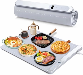 Mothers Day Rollable & Portable Electric Warming Tray,Upgreaded Graphene Heating Food Warming Mat with Overload Protection and Storage Bag Made of Premium Silicone