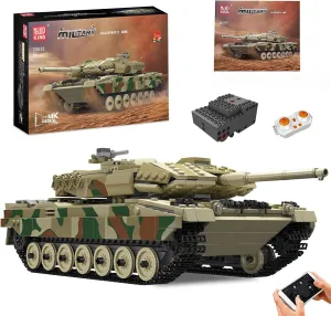Mould King 20020 High-Tech MOC Leopard 2 Tank Toy,Military Vehicles Construction Blocks Set,Remote Control Electric Building Brick Blocks for Boys and Kids Ages 8 (1091  Pieces)