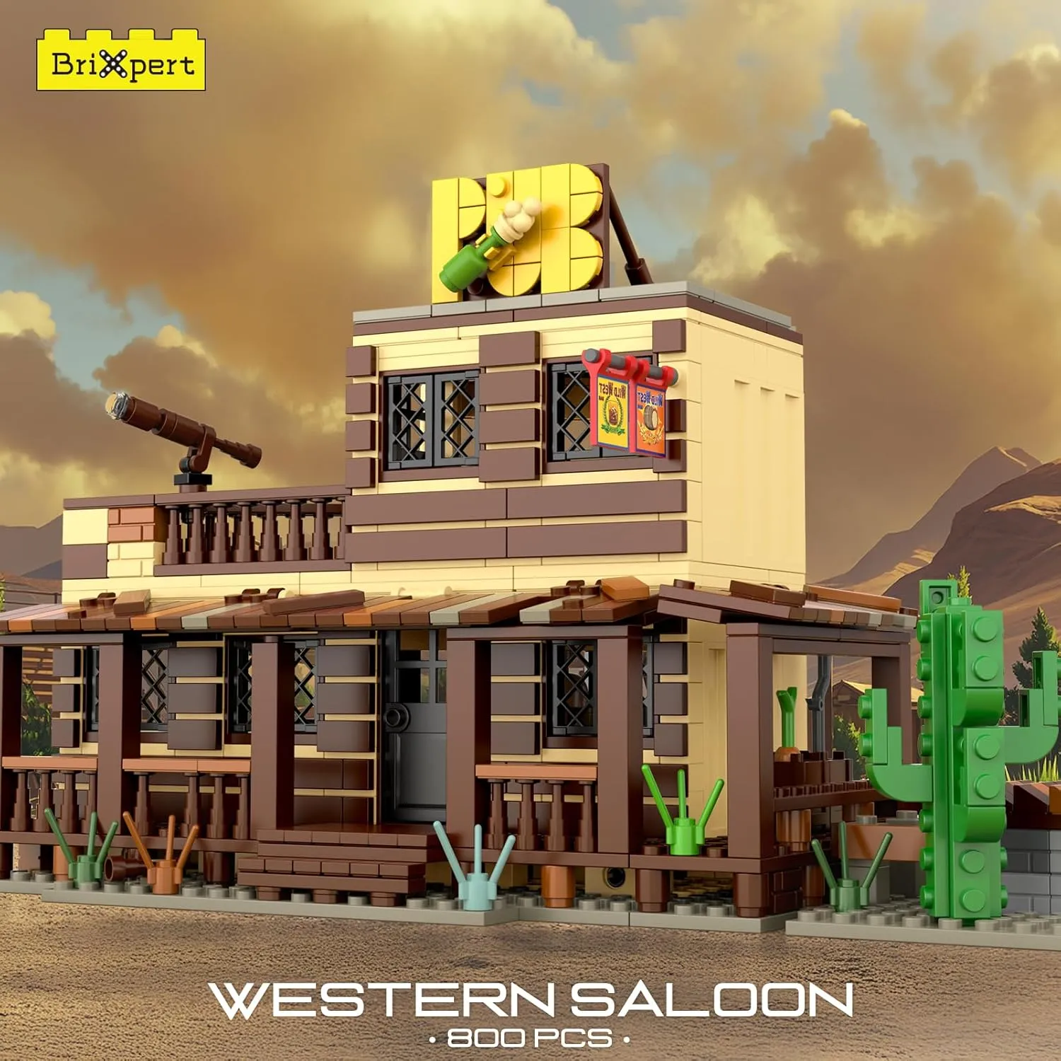 Mould King Wild West Architecture Building-Bricks Set, Mini Western-Saloon Modular Buildings Toys Model Kits for Adult, Ideas House Office Room Decor Gifts for Kids Girls Boys 8 (800 PCS)