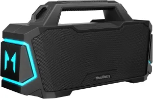 MusiBaby M1 Bluetooth Speaker,Wireless Speakers with Subwoofer,IPX6 Waterproof,20H Playtime,RGB Lights,Deep Bass,Portable,Large,Loud Speaker for Outdoor,Party,Camping,Backyard,Dual Pairing(Blk)
