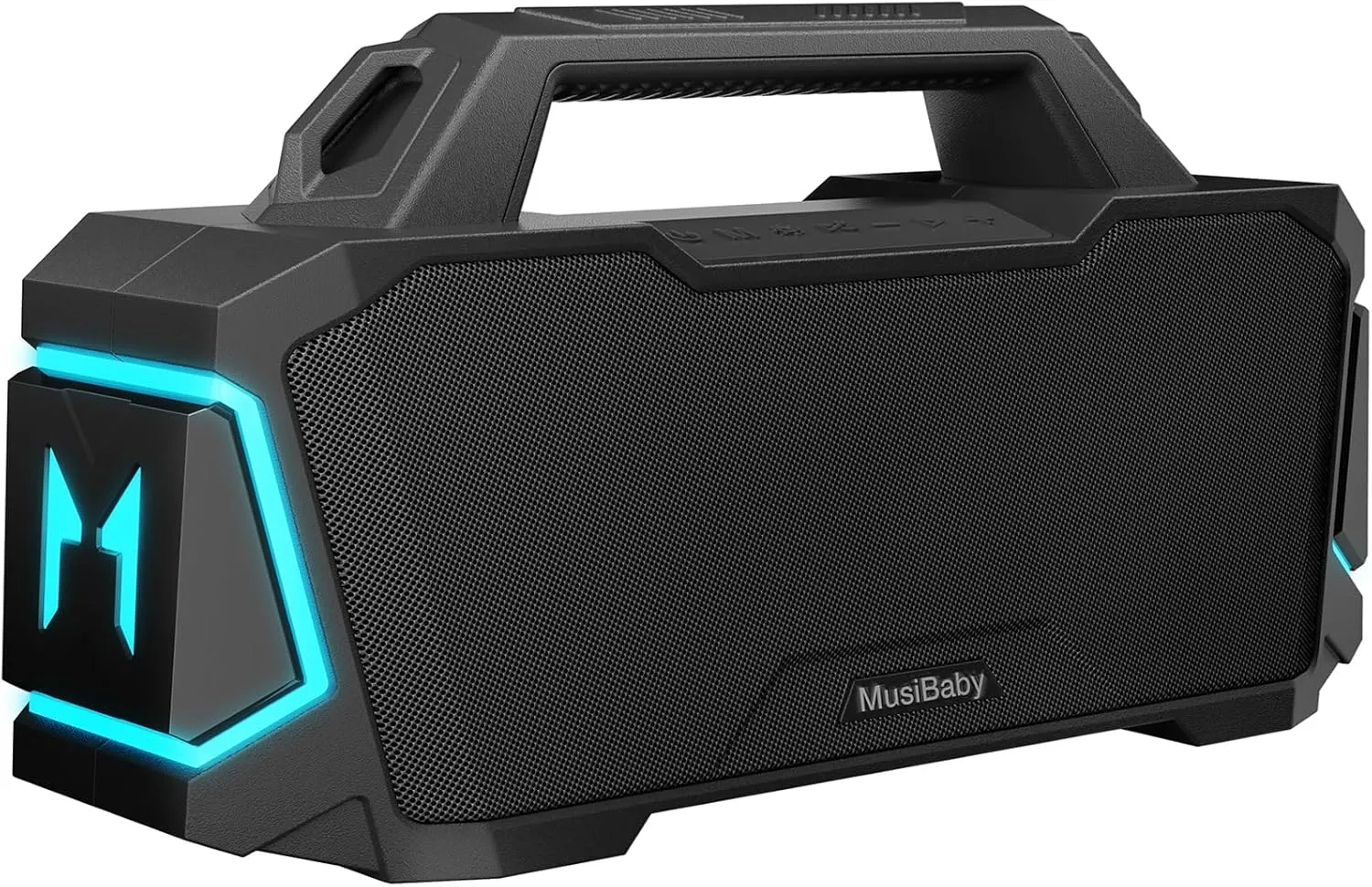 MusiBaby M1 Bluetooth Speaker,Wireless Speakers with Subwoofer,IPX6 Waterproof,20H Playtime,RGB Lights,Deep Bass,Portable,Large,Loud Speaker for Outdoor,Party,Camping,Backyard,Dual Pairing(Blk)