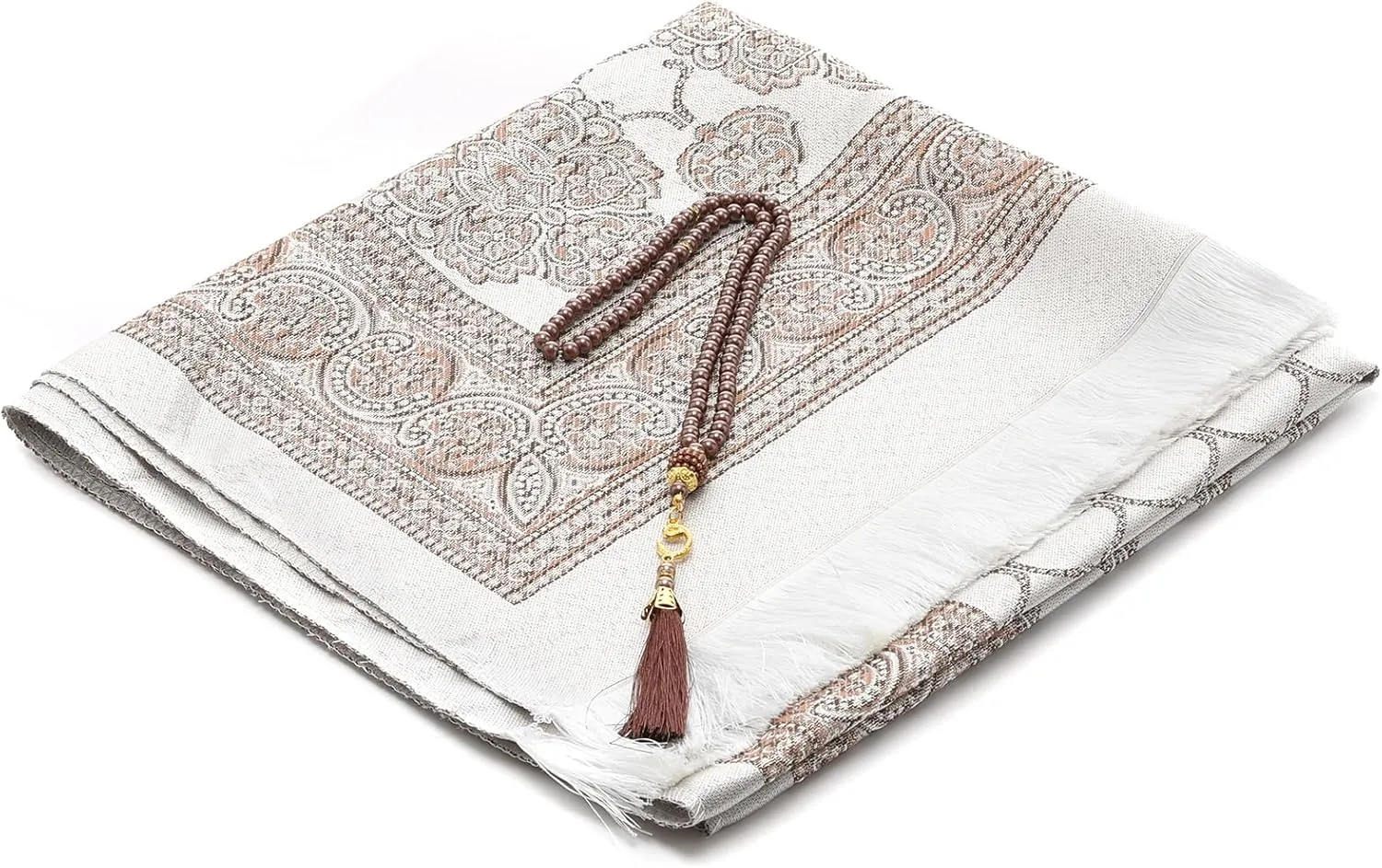 Muslim Prayer Rug and Beads with Portable Bag, Muslim Gifts for Women Men, Janamaz, Sajadah, Soft Mat Islam Gifts Set, Turkish Sajadah for Ramadan, Eid, Hajj, Travel, Pray