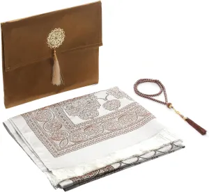 Muslim Prayer Rug and Beads with Portable Bag, Muslim Gifts for Women Men, Janamaz, Sajadah, Soft Mat Islam Gifts Set, Turkish Sajadah for Ramadan, Eid, Hajj, Travel, Pray