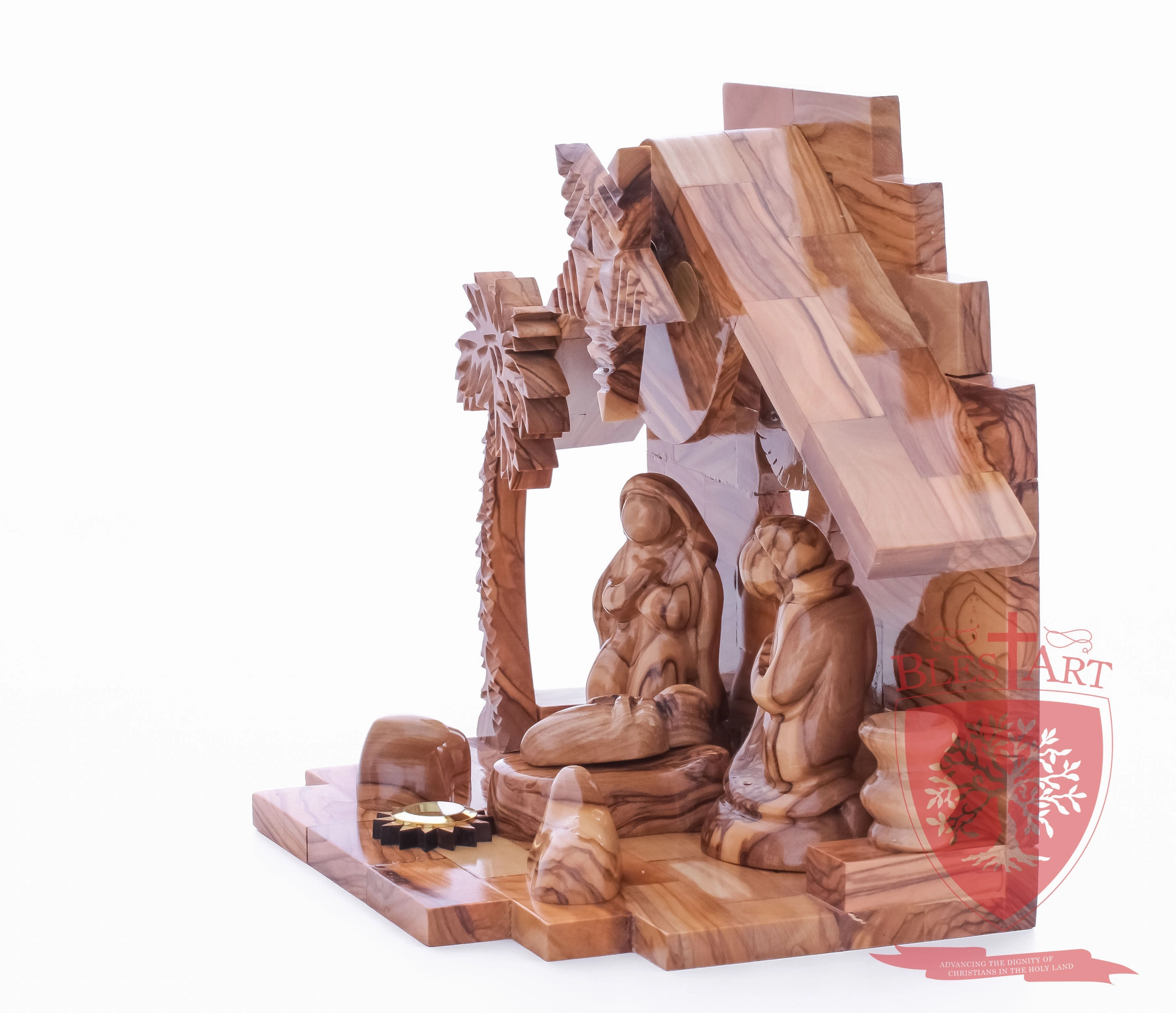 Nativity Set, Musical and non musical, Plain, with Incense from the Tomb of Jesus Size: 7"/ 18 cm Height