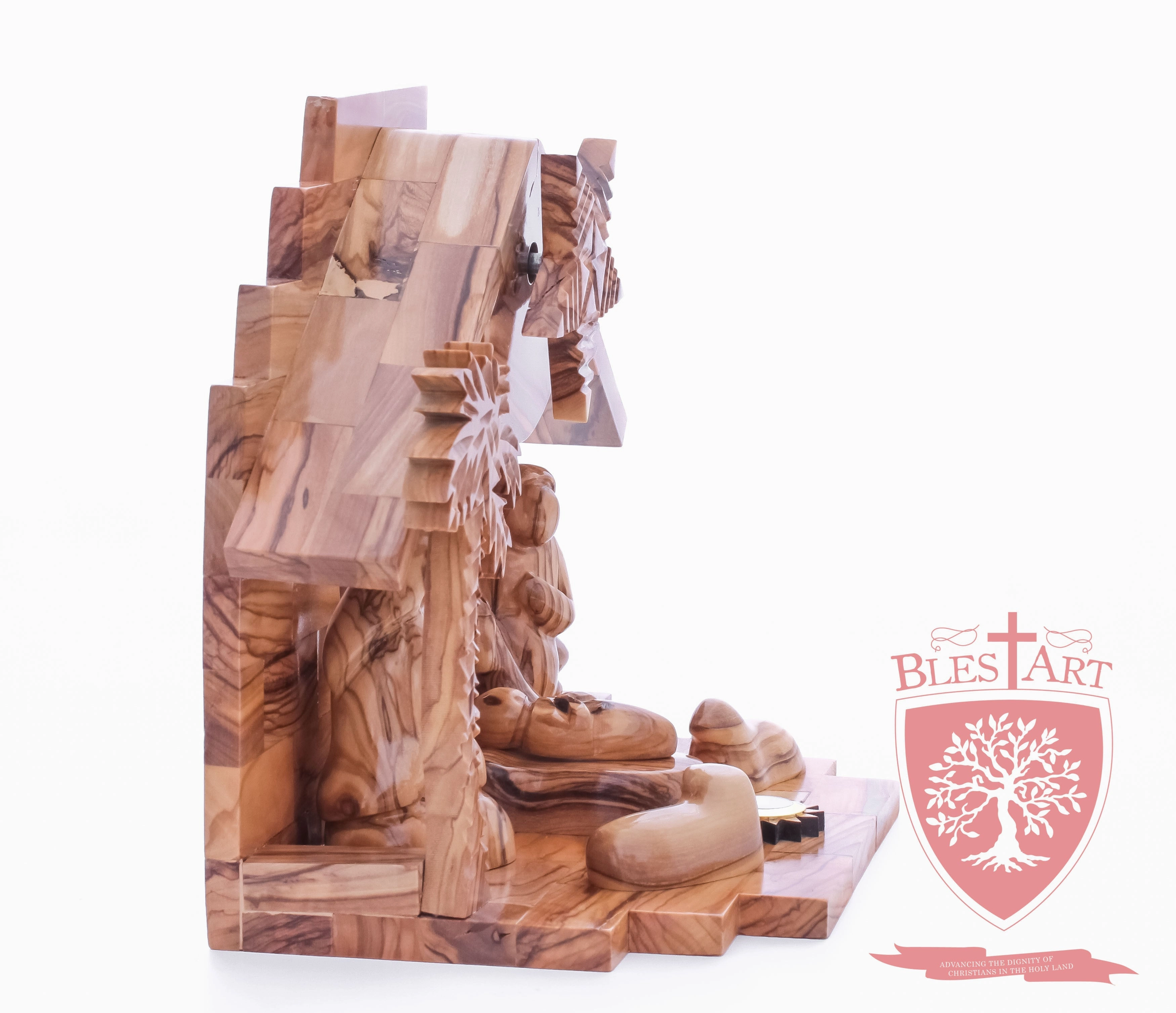 Nativity Set, Musical and non musical, Plain, with Incense from the Tomb of Jesus Size: 7"/ 18 cm Height