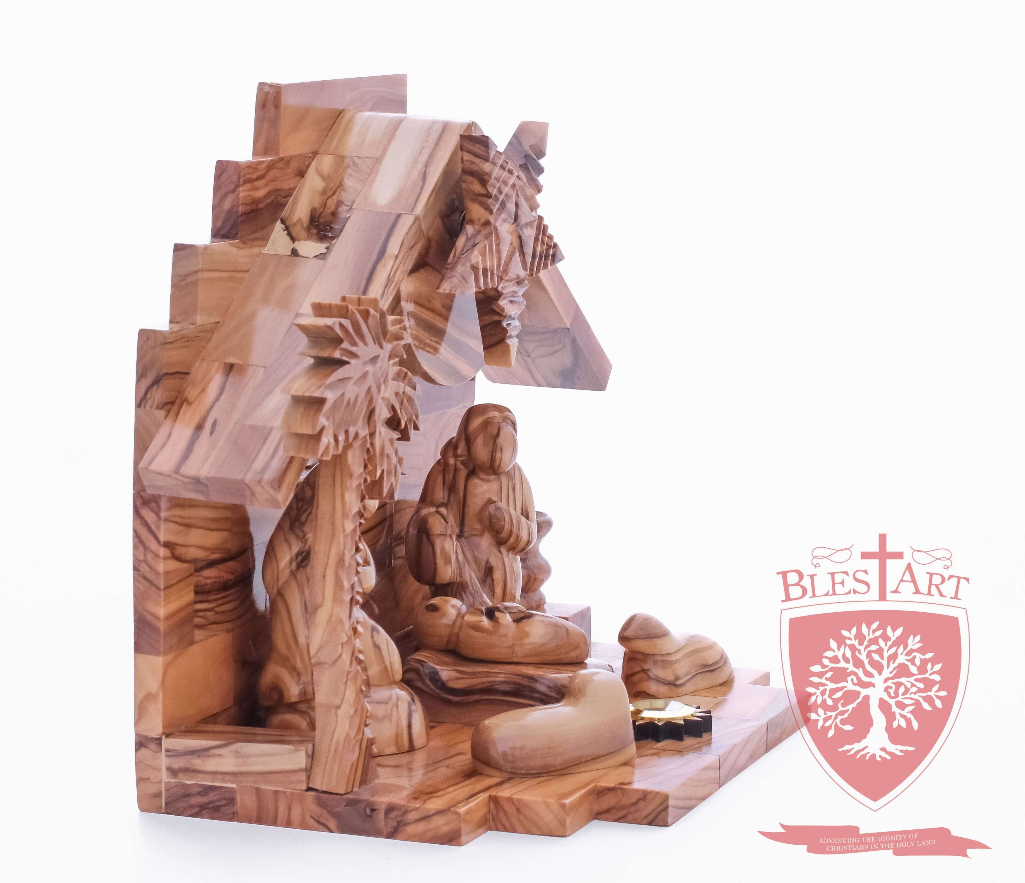 Nativity Set, Musical and non musical, Plain, with Incense from the Tomb of Jesus Size: 7"/ 18 cm Height