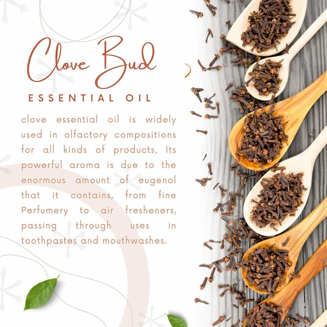 Natural Riches Pure Clove Essential Oil 4 Fl Oz, Therapeutic Grade for Tooth Ache Soothes Sore Muscles Clove Bud Oil Essential Oil for Teeth, Gums, Toothache, Skin Use and Hair Care.